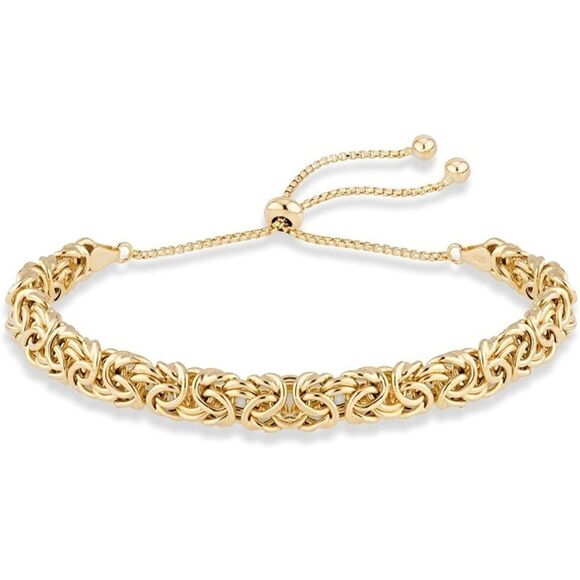 Handmade Gold over 925 Byzantine Bolo Bracelet - Picture 3 of 6